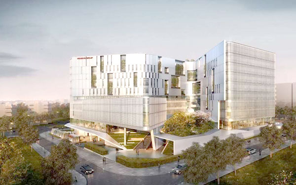 GRC清水混凝土掛板在廈門住建總部大樓順利吊裝